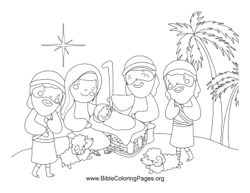 Shepherd Nativity Scene coloring page