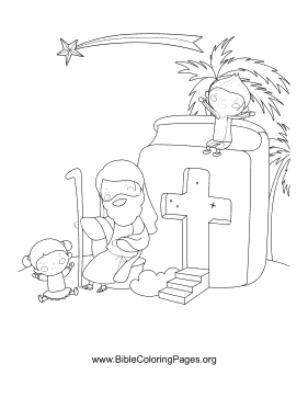 Star of Bethlehem Scene coloring page