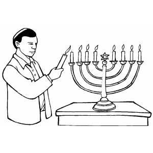 Lighting Menorah coloring page