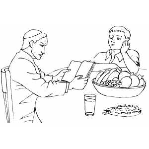 Reading Hagadah coloring page