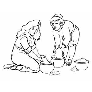 Children Collecting Manna coloring page