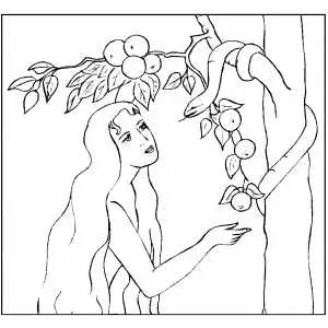 Eve Lured By Serpent coloring page