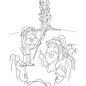 A Pillar of Fire Guides Moses Through the Desert coloring page