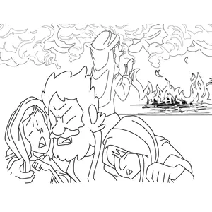 Destruction of Sodom and Gomorrah coloring page