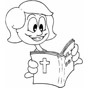 GIrl Reading Bible coloring page