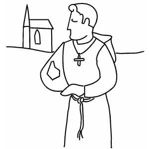 Monk Near Church coloring page