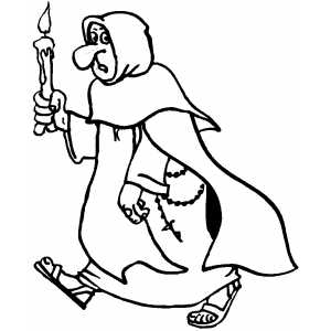 Monk With Candle coloring page