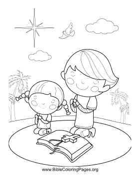 Praying Children Vertical coloring page