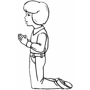 Praying Girl On Knees coloring page