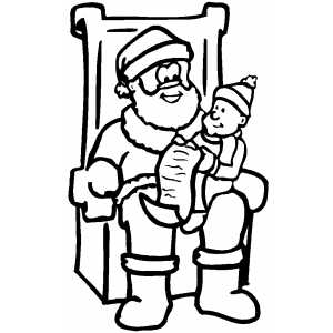 Elf Sitting On Santa Lap coloring page