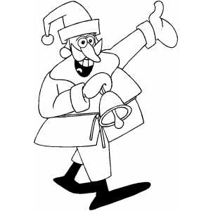 Pointing Santa With Bell coloring page