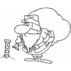 Santa And Chimney coloring page