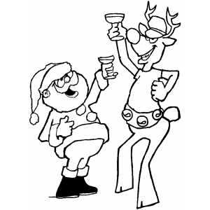 Santa And Reindeer coloring page