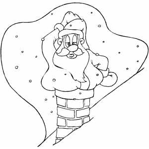 Santa In Chimney coloring page