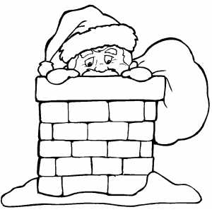 Santa Looking From Chimney coloring page