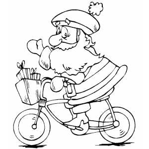 Santa On Bicycle coloring page