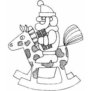 Santa On Rocking Horse coloring page