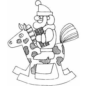 Santa On Rocking Horse coloring page
