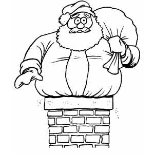 Santa Too Big For Chimney coloring page