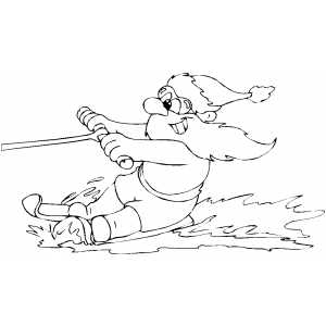 Santa Waterskiing coloring page