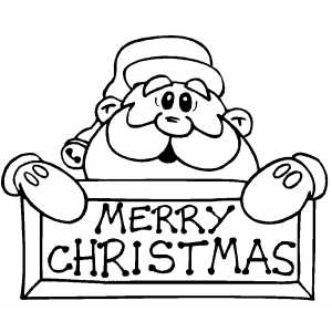 Santa With Christmas Sign coloring page