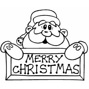 Santa With Christmas Sign coloring page