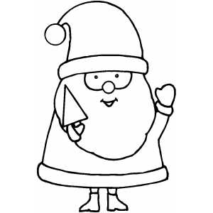 Santa With Small Tree coloring page