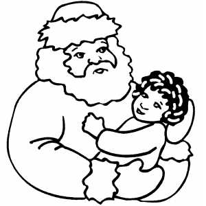 Small Child On Santa Lap coloring page