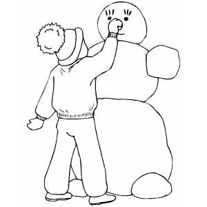 Boy Building Snowman coloring page