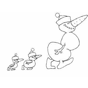 Duck Snowman Family coloring page