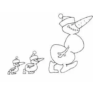 Duck Snowman Family coloring page