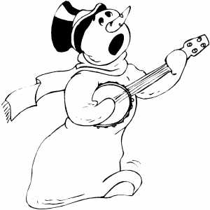 Snowman Playing Banjo coloring page