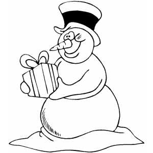 Snowman With Gift coloring page