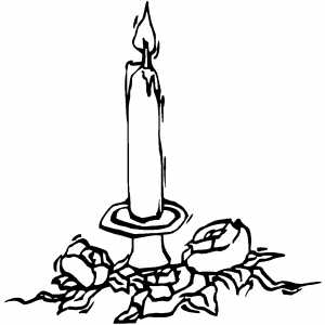 Candle With Flowers coloring page