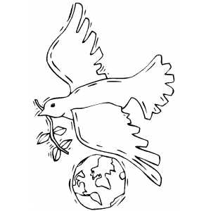 Dove With Earth coloring page