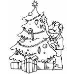 Old Man Decorating Tree