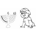 Boy Looking At Menorah